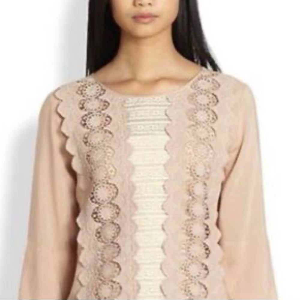 Beyond Vintage‎ beautiful Crochet Lace Detail Top Medium